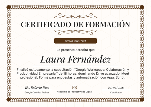 Modelo de certificado de capacitación detallado y formal – Horizontal Modelo de certificado de capacitación detallado y formal – Horizontal