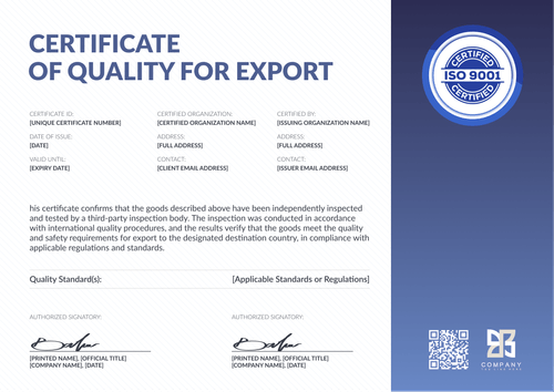 Certificate of Quality Template – Landscape Certificate of Quality Template – Landscape