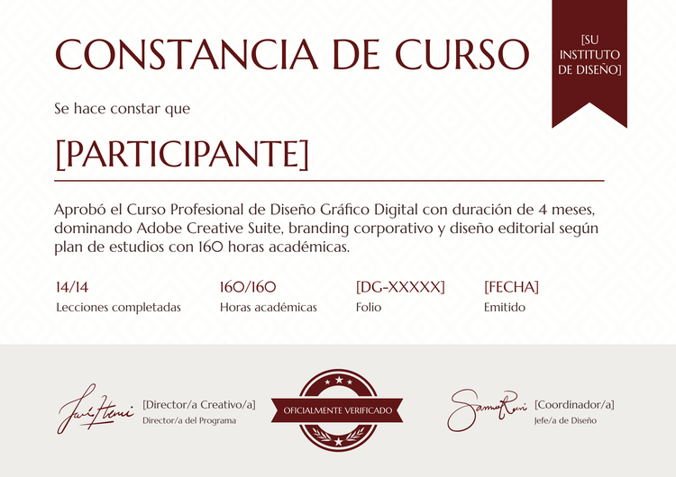 Modelo de certificado de curso sobrio y profesional Modelo de certificado de curso sobrio y profesional