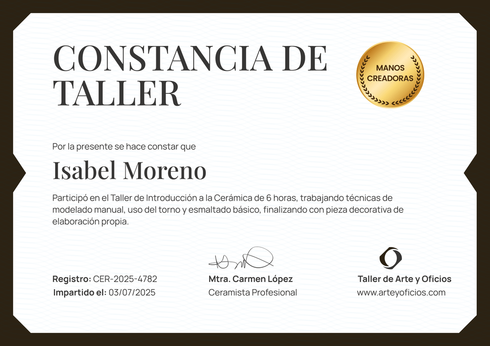 Modelo de certificado de taller personalizable – Horizontal Modelo de certificado de taller personalizable – Horizontal