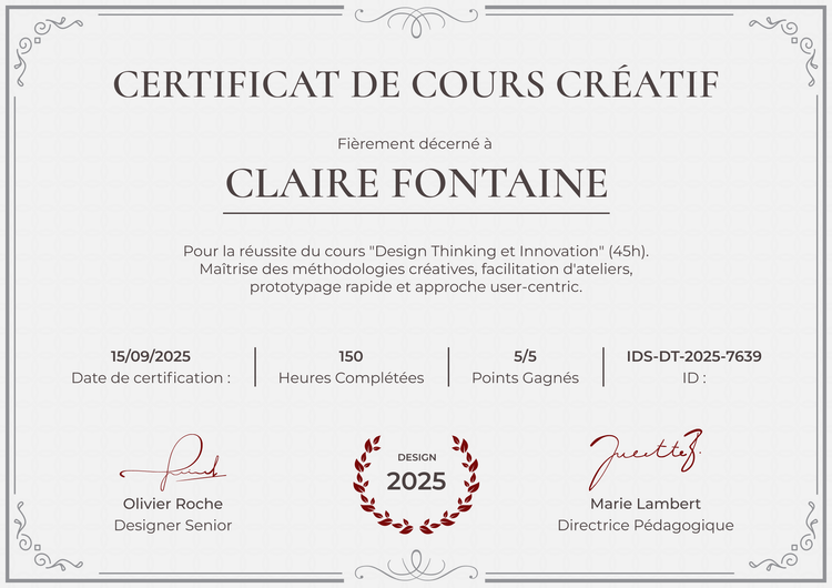 Modèle certificat de cours harmonieux et formel Modèle certificat de cours harmonieux et formel