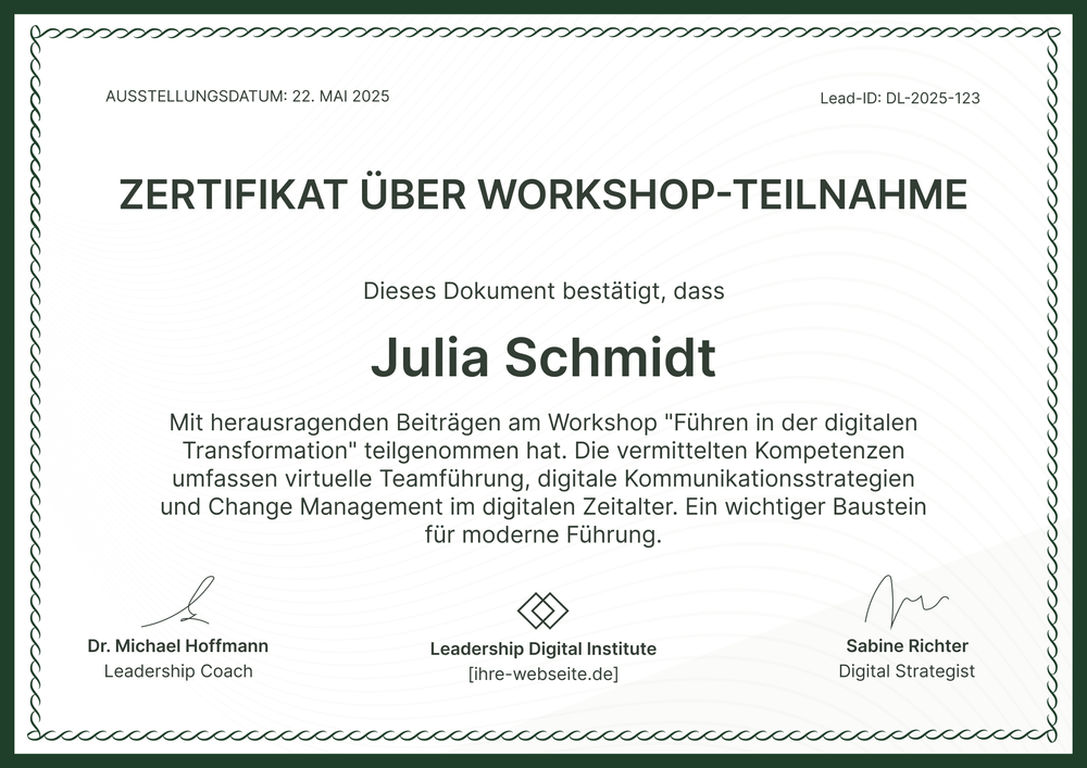 Digital Leadership Zertifikat Workshop Vorlage kostenlos - Querformat Digital Leadership Zertifikat Workshop Vorlage kostenlos - Querformat