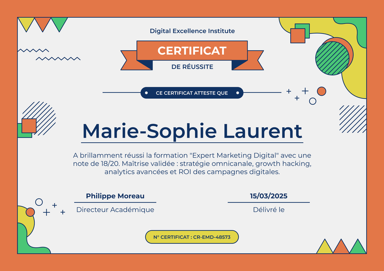 Certificat de réussite moderne et dynamique Certificat de réussite moderne et dynamique
