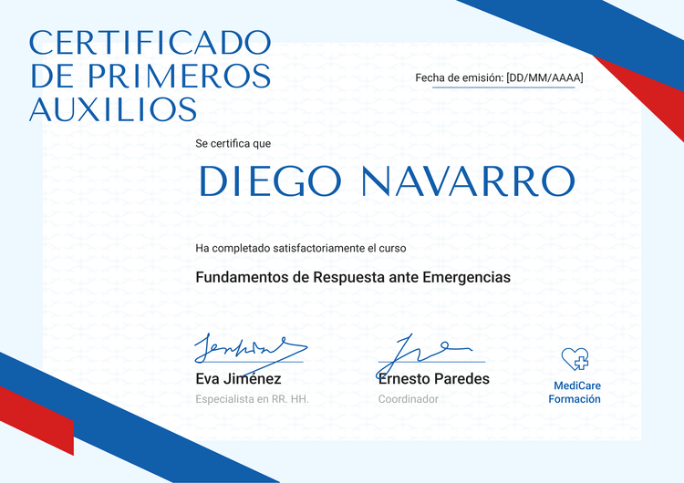 Modelo de certificado de primeros auxilios profesional y formal Modelo de certificado de primeros auxilios profesional y formal