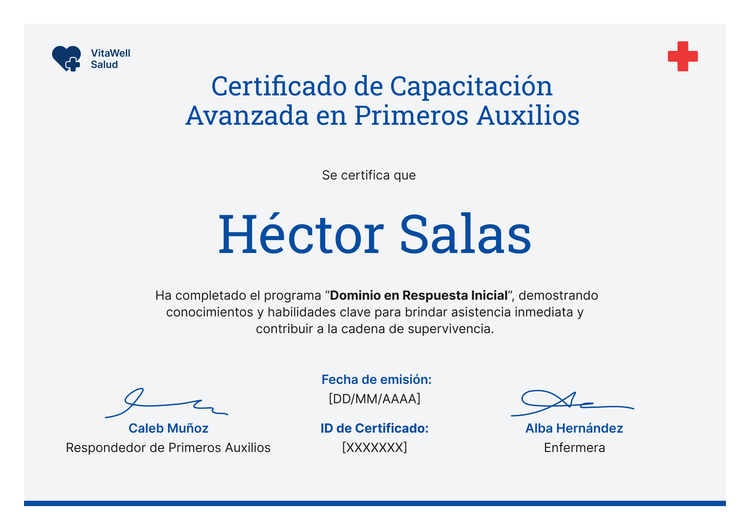 Modelo de certificado de primeros auxilios experto y profesional Modelo de certificado de primeros auxilios experto y profesional