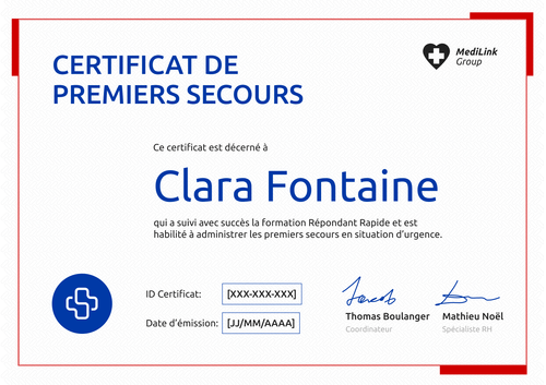 Certificat premiers secours imprimable – Paysage Certificat premiers secours imprimable – Paysage