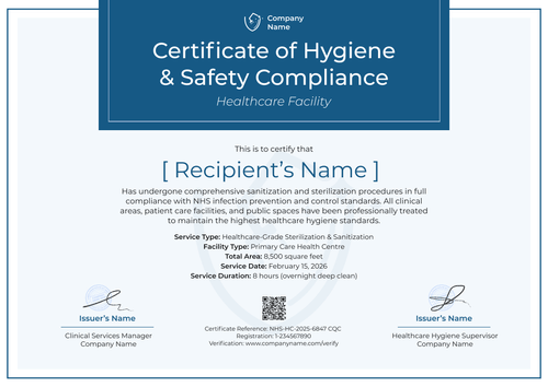 Simple and polished certificate of sanitization template Simple and polished certificate of sanitization template