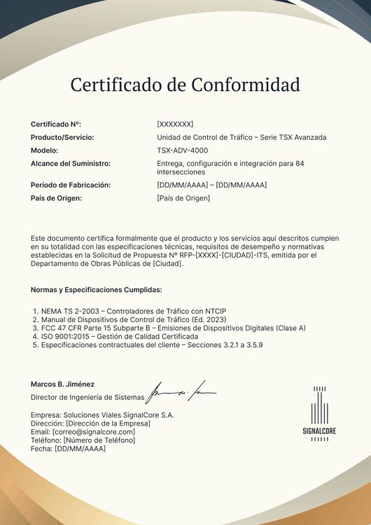 Certificado de conformidad acentuado – Portrait Certificado de conformidad acentuado – Portrait